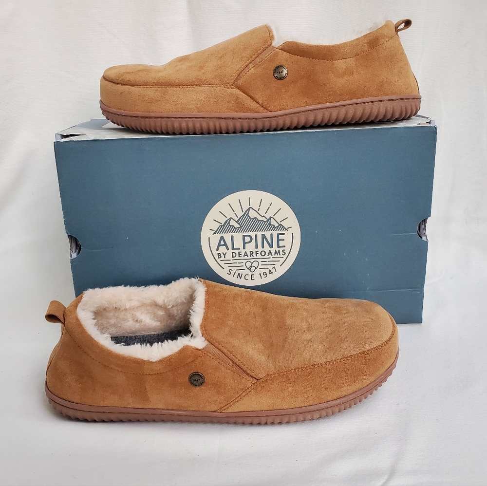 Alpine by Dearfoams Zurich Slippers Whiskey Tan Men's Size XL 13-14